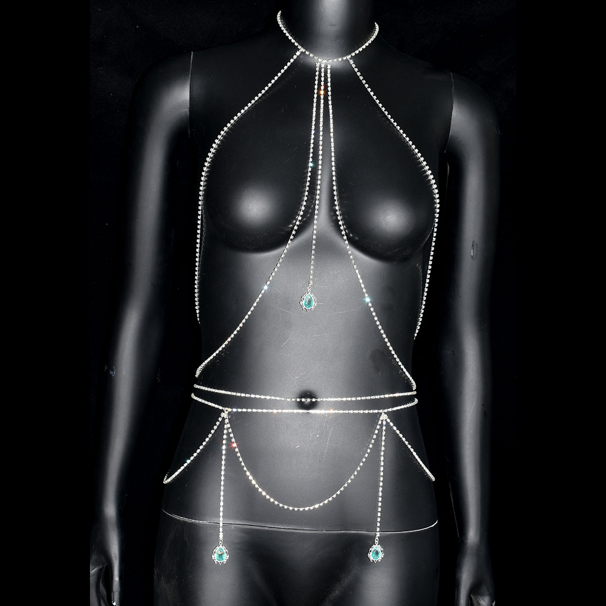 Sexy Rhinestone Bra Waist Chai - Body Jewelry Dress recension och pris