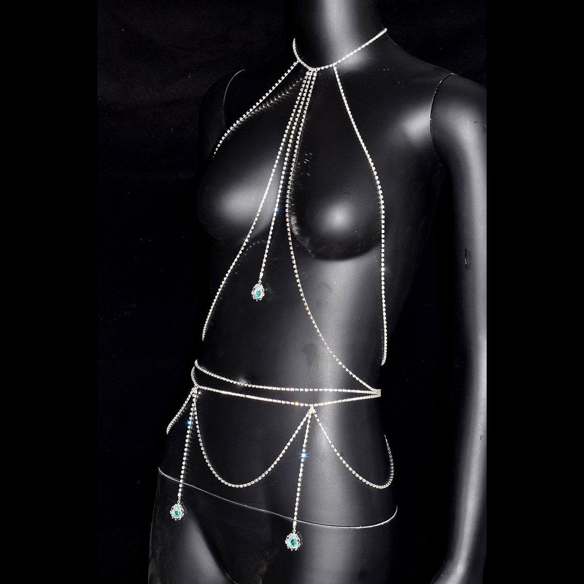 Sexy Rhinestone Bra Waist Chai - Body Jewelry Dress recension och pris