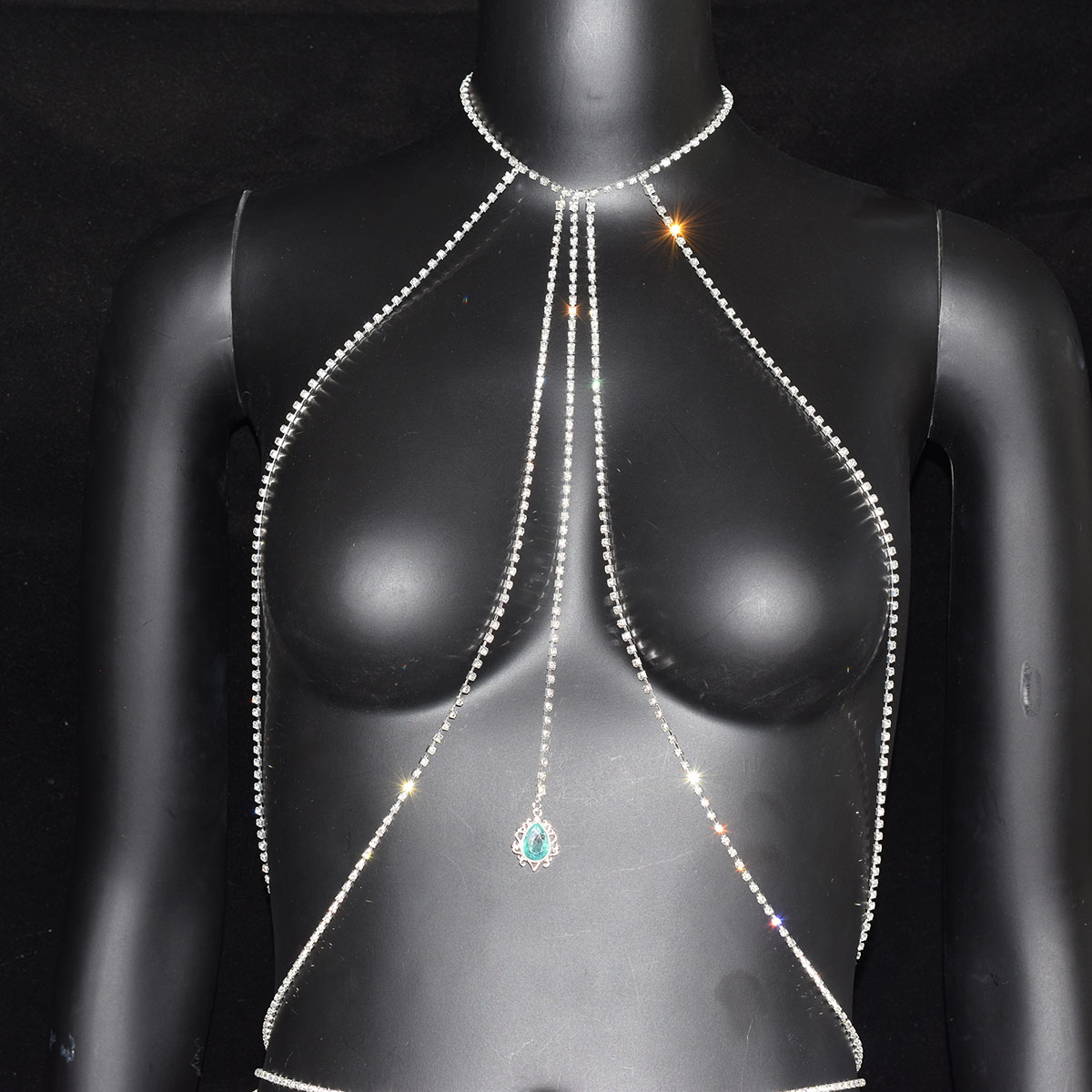 Sexy Rhinestone Bra Waist Chai - Body Jewelry Dress recension och pris