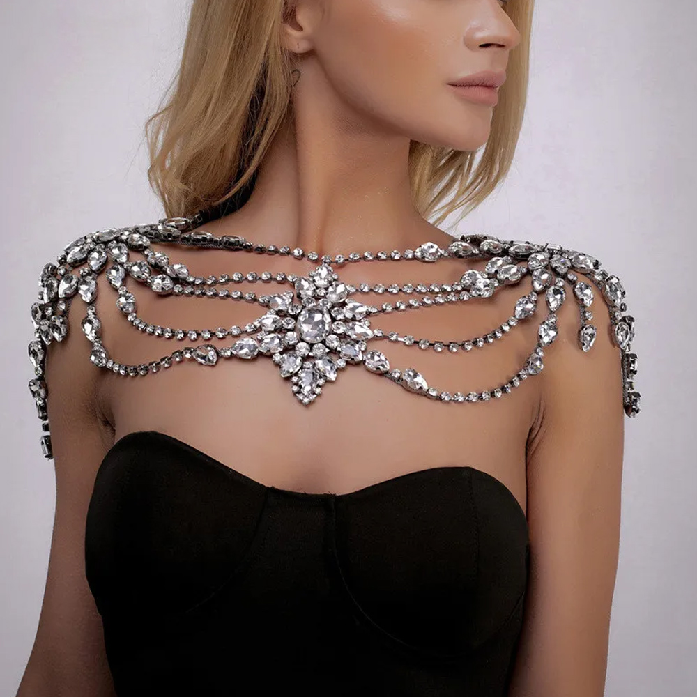 Boho Crystal Bridal Shoulder C - Body Jewelry Necklace recension och pris