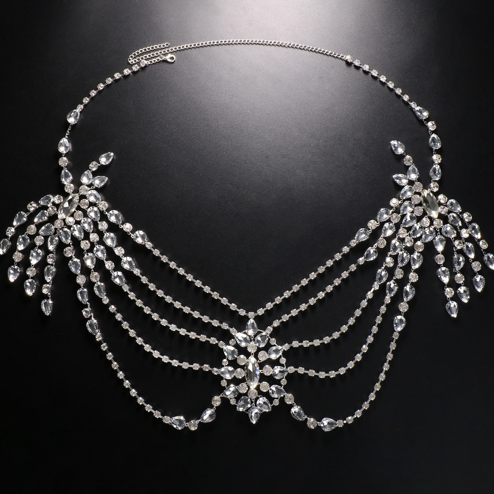 Boho Crystal Bridal Shoulder C - Body Jewelry Necklace recension och pris