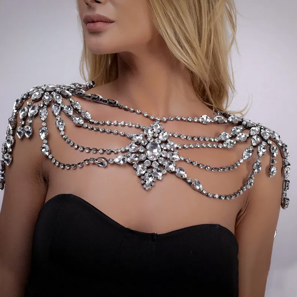 Boho Crystal Bridal Shoulder C - Body Jewelry Necklace recension och pris