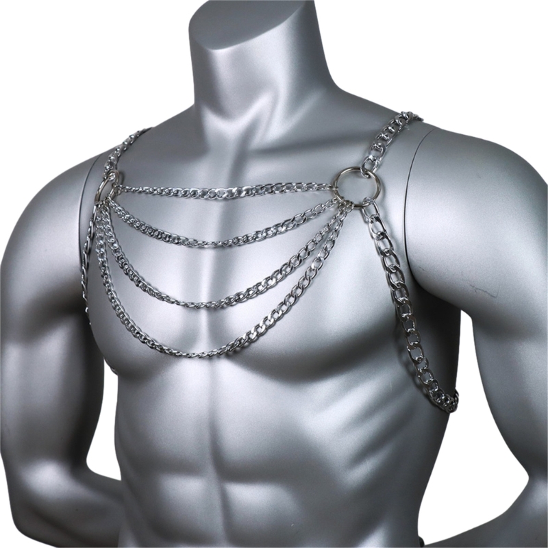 Men's Sexy Metal Body Chest Ch - Body Jewelry Necklace recension och pris