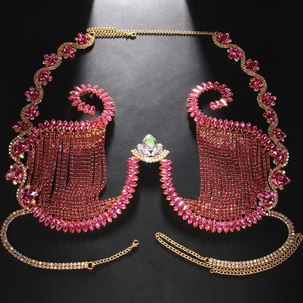 Rave Pink Crystal Chest Bracke - Body Jewelry Dress recension och pris