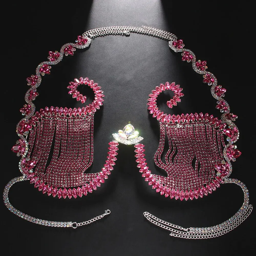 Rave Pink Crystal Chest Bracke - Body Jewelry Dress recension och pris