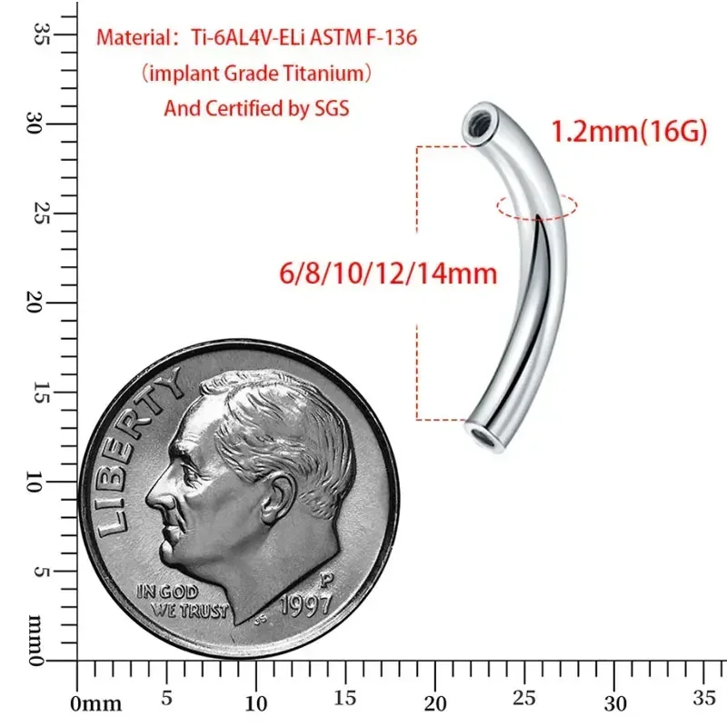 10 Pcs/Lot ASTM F136 Titanium  - Body Jewelry Dermal recension och pris