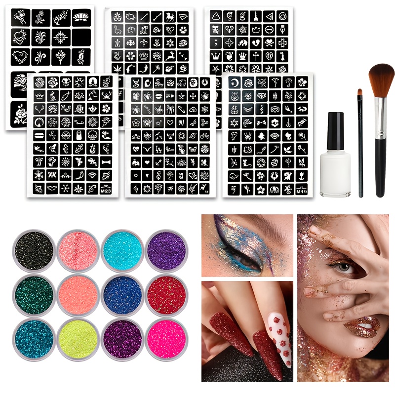 12-color Glitter Rainbow Set w - Body Jewelry Glue recension och pris