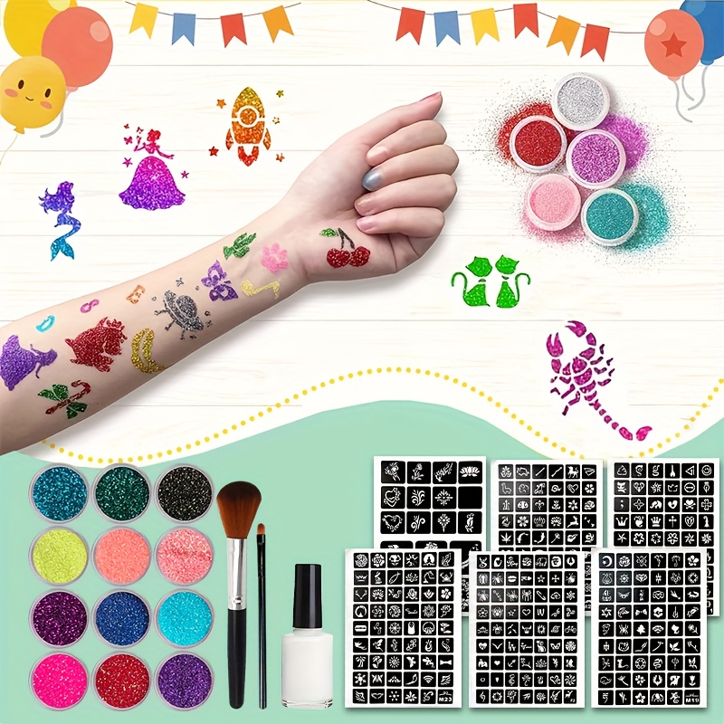 12-color Glitter Rainbow Set w - Body Jewelry Glue recension och pris